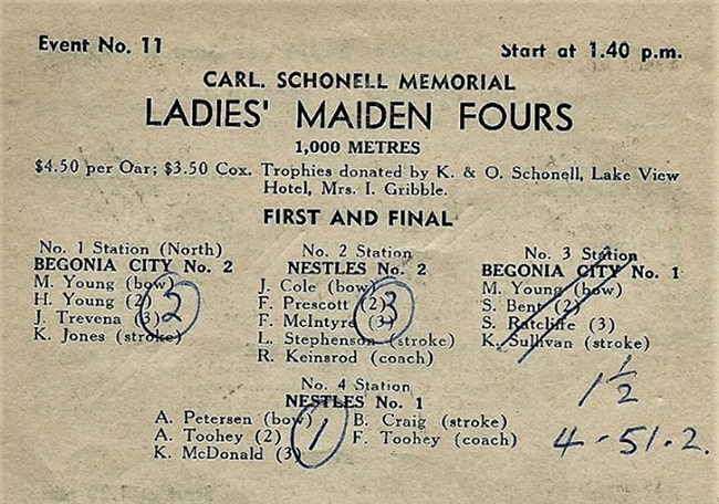 Ladies’ Maiden fours entries